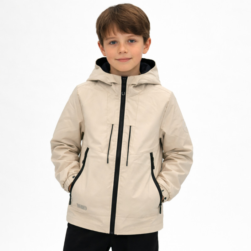 Куртка ветровка детская для мальчика Happy House демисезонная с капюшоном водоотталкивающая 5–14 лет,Черный,  110-116