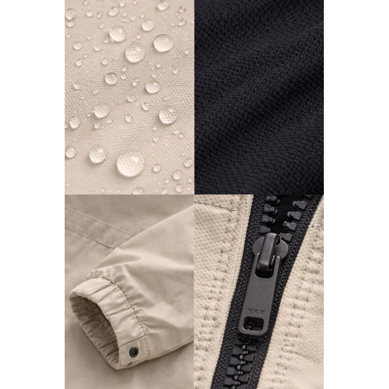 Куртка ветровка детская для мальчика Happy House демисезонная с капюшоном водоотталкивающая 5–14 лет,Бежевый,  134-140