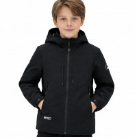Куртка ветровка детская для мальчика Happy House демисезонная с капюшоном водоотталкивающая 5–14 лет,Черный,  158