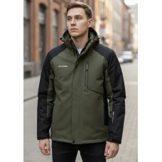 Термокуртка мужская Audsa мембранная демисезонная с капюшоном большие размеры водонепроницаемая,Хаки, 6XL