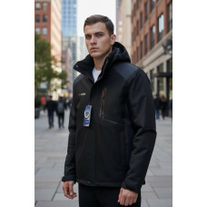 Термокуртка мужская Audsa мембранная демисезонная с капюшоном большие размеры водонепроницаемая,Черный, XXL