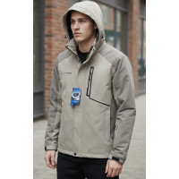 Термокуртка мужская Audsa мембранная демисезонная с капюшоном большие размеры водонепроницаемая,Светло-серый, XXXL