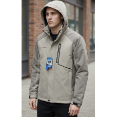 Термокуртка мужская Audsa мембранная демисезонная с капюшоном большие размеры водонепроницаемая,Светло-серый, 5XL