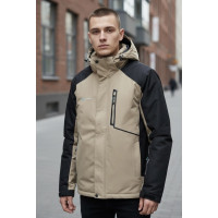 Термокуртка мужская Audsa мембранная демисезонная с капюшоном большие размеры водонепроницаемая,Бежевый, 4XL