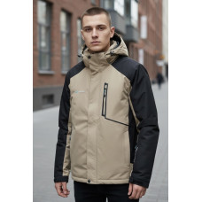 Термокуртка мужская Audsa мембранная демисезонная с капюшоном большие размеры водонепроницаемая,Бежевый, 6XL