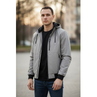 Куртка мужская Myst демисезонная на стеганой подкладке с капюшоном на резинке внизу,Серый, M