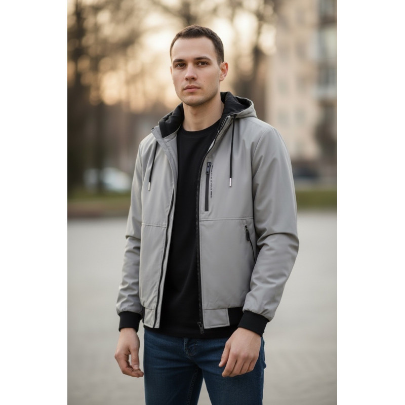 Куртка мужская Myst демисезонная на стеганой подкладке с капюшоном на резинке внизу,Хаки, XXL