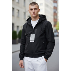 Куртка мужская Myst демисезонная на стеганой подкладке с капюшоном на резинке внизу,Черный, XL