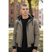 Куртка мужская Myst демисезонная на стеганой подкладке с капюшоном на резинке внизу,Мокко, XXL