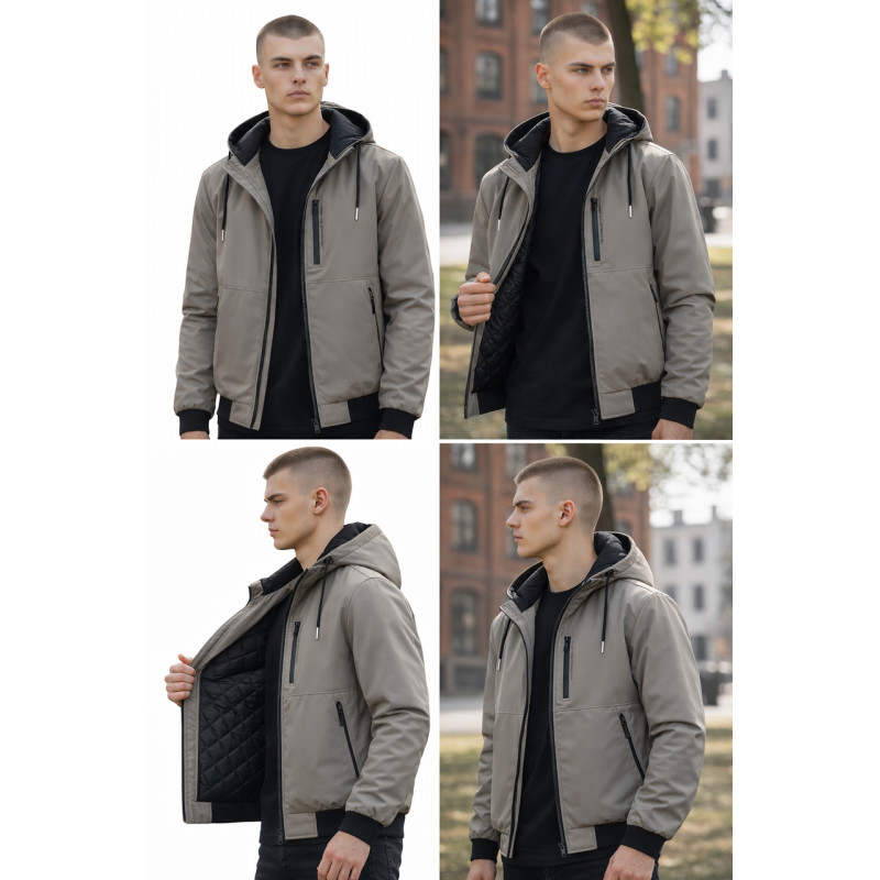 Куртка мужская Myst демисезонная на стеганой подкладке с капюшоном на резинке внизу,Мокко, XL