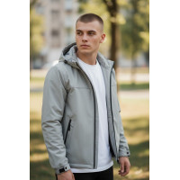 Куртка мужская Myst демисезонная на тонкой подкладке с капюшоном весенняя осенняя размеры 44-54,Серый, XXXL