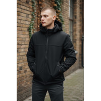 Куртка мужская Myst демисезонная на тонкой подкладке с капюшоном весенняя осенняя размеры 44-54,Черный, M