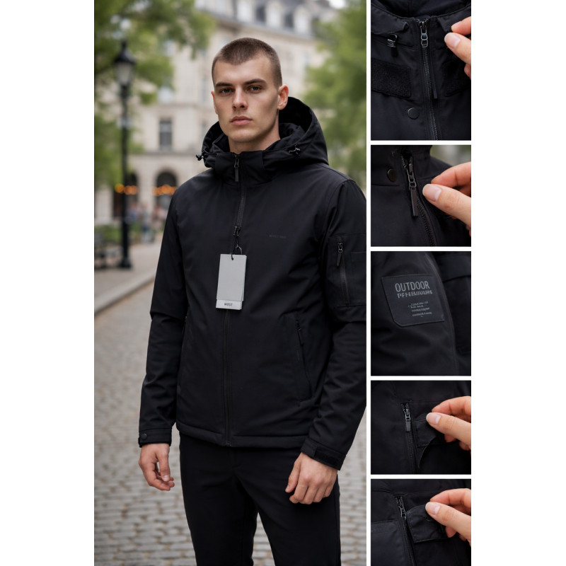 Куртка мужская Myst демисезонная большие размеры XXL-7XL с капюшоном стеганая подкладка ,Темно-синий, 5XL