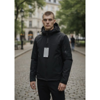 Куртка мужская Myst демисезонная большие размеры XXL-7XL с капюшоном стеганая подкладка ,Черный, XXL