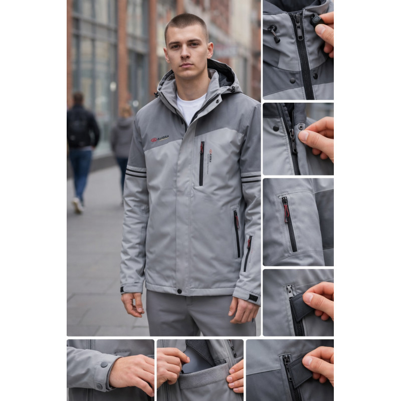 Куртка мужская Audsa термомембранная демисезонная водонепроницаемая ветровка весна осень,Светло-серый, L