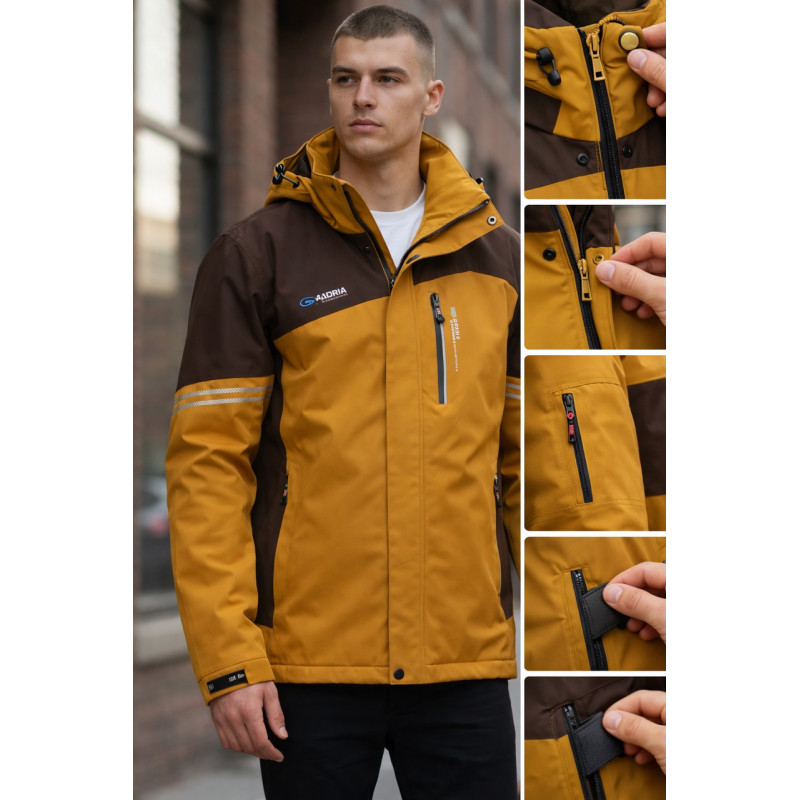 Куртка мужская Audsa термомембранная демисезонная водонепроницаемая ветровка весна осень,Горчичный, XXL