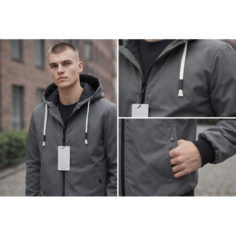 Куртка мужская Myst демисезонная короткая с капюшоном S-3XL,Хаки, XXXL