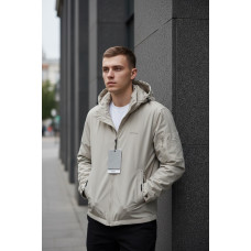 Куртка мужская Myst демисезонная короткая с капюшоном легкая весна осень S-3XL,Молочный, XXXL