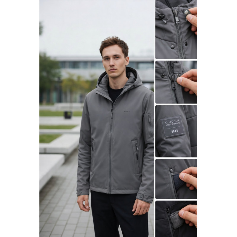 Куртка мужская Myst демисезонная короткая с капюшоном легкая весна осень S-3XL,Хаки, XL