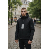 Куртка мужская Myst демисезонная короткая с капюшоном легкая весна осень S-3XL,Черный, XL