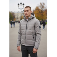 Куртка мужская Myst демисезонная короткая с капюшоном, холлофайбер, размеры S-3XL,Серый, XL