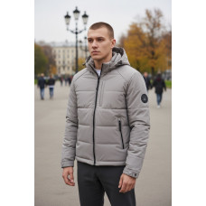 Куртка мужская Myst демисезонная короткая с капюшоном, холлофайбер, размеры S-3XL,Серый, XXL