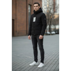 Куртка мужская Myst демисезонная короткая с капюшоном, холлофайбер, размеры S-3XL,Черный, M