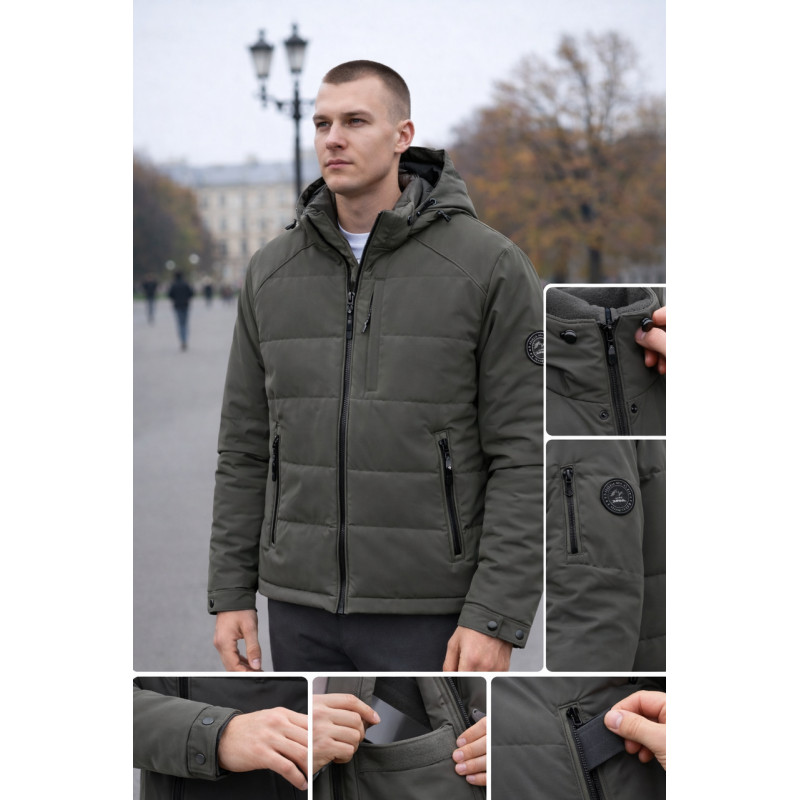 Куртка мужская Myst демисезонная короткая с капюшоном, холлофайбер, размеры S-3XL,Графит, L