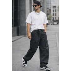 Мужские штаны Iteno багги карго широкие 100% хлопок уличный стиль размеры 29–36,32, Черный