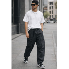 Мужские штаны Iteno багги карго широкие 100% хлопок уличный стиль размеры 29–36,31, Графит