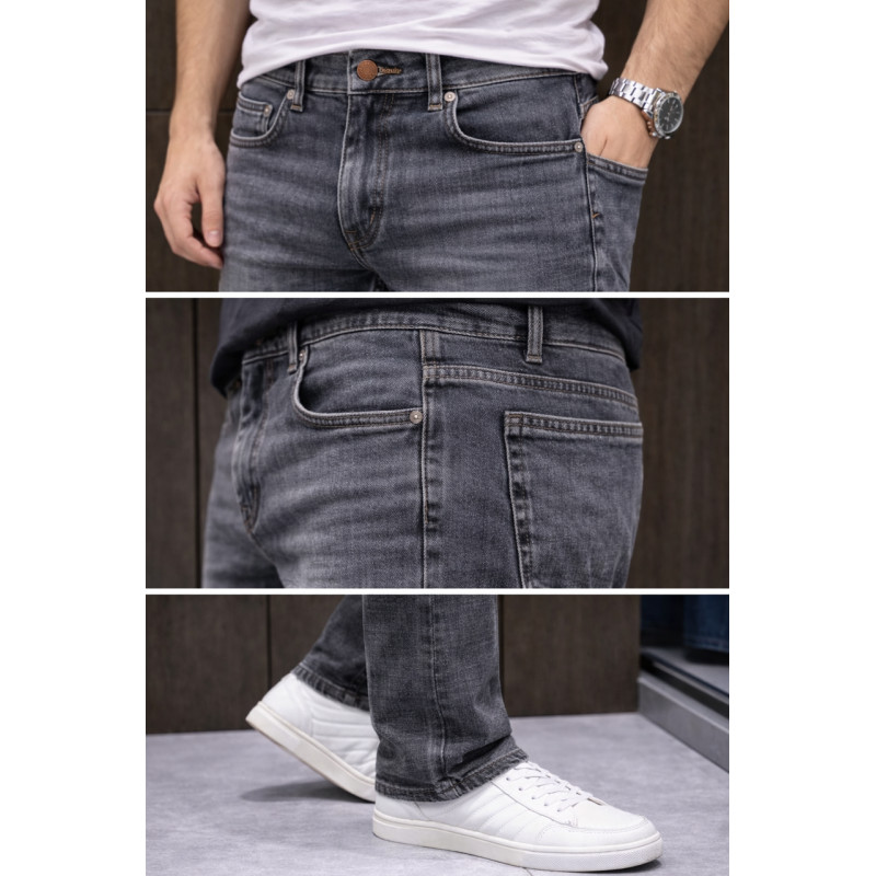 Джинсы мужские Franco Lucci большие размеры стрейч классические прямые  ,38   Графитовый винтаж