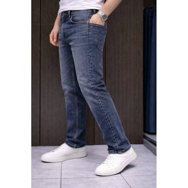 Джинсы мужские Franco Lucci большие размеры стрейч классические прямые  ,33  Синий