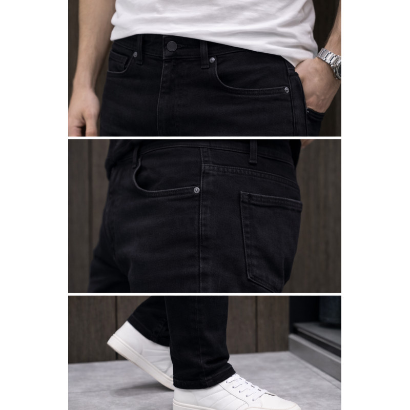 Джинсы мужские Franco Lucci большие размеры стрейч классические прямые  ,38  Черный