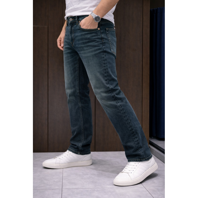 Джинсы мужские Franco Lucci большие размеры стрейч классические прямые  ,33  Серо-зеленый