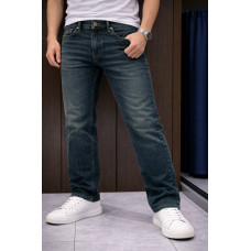 Джинсы мужские Franco Lucci большие размеры стрейч классические прямые  ,38  Серо-зеленый