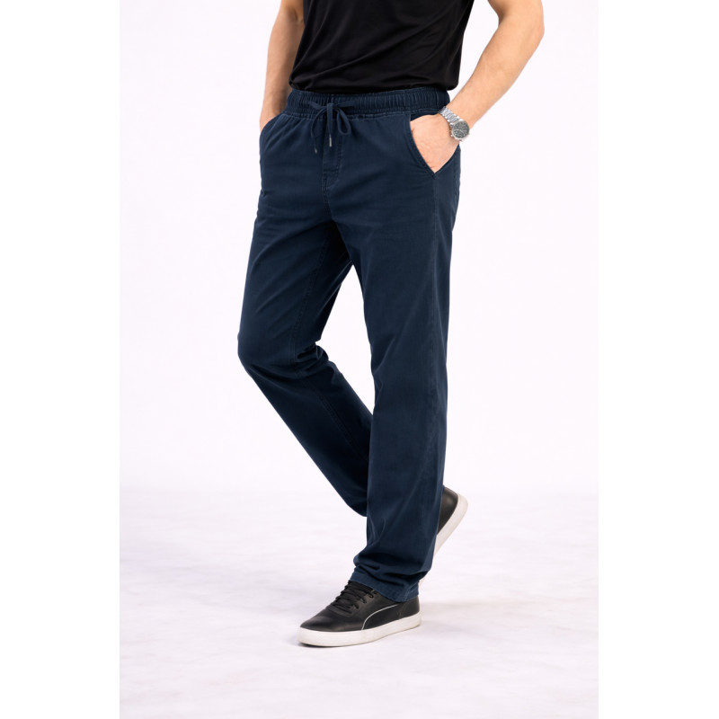 Джинсы мужские BaSanJiu летние облегченные прямые с резинкой на поясе повседневные,34  Темно-синий