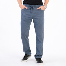 Джинсы мужские BaSanJiu летние облегченные прямые с резинкой на поясе повседневные,40  Пепельно-серый