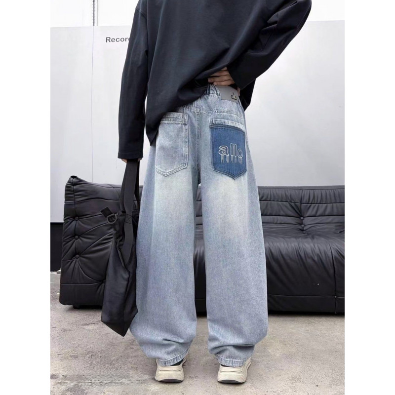 Широкие джинсы скейтер NLYB для мальчика подростка 10-17 лет на резинке baggy,Голубой 146