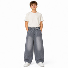 Широкие джинсы скейтер YZTH для мальчика подростка 12-17 лет на резинке baggy,Серый 158