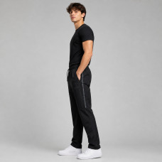 Спортивные штаны Piyera мужские ровные микрофибра M-XXXL легкие плащевка холодок с карманами на молнии,L, Черный