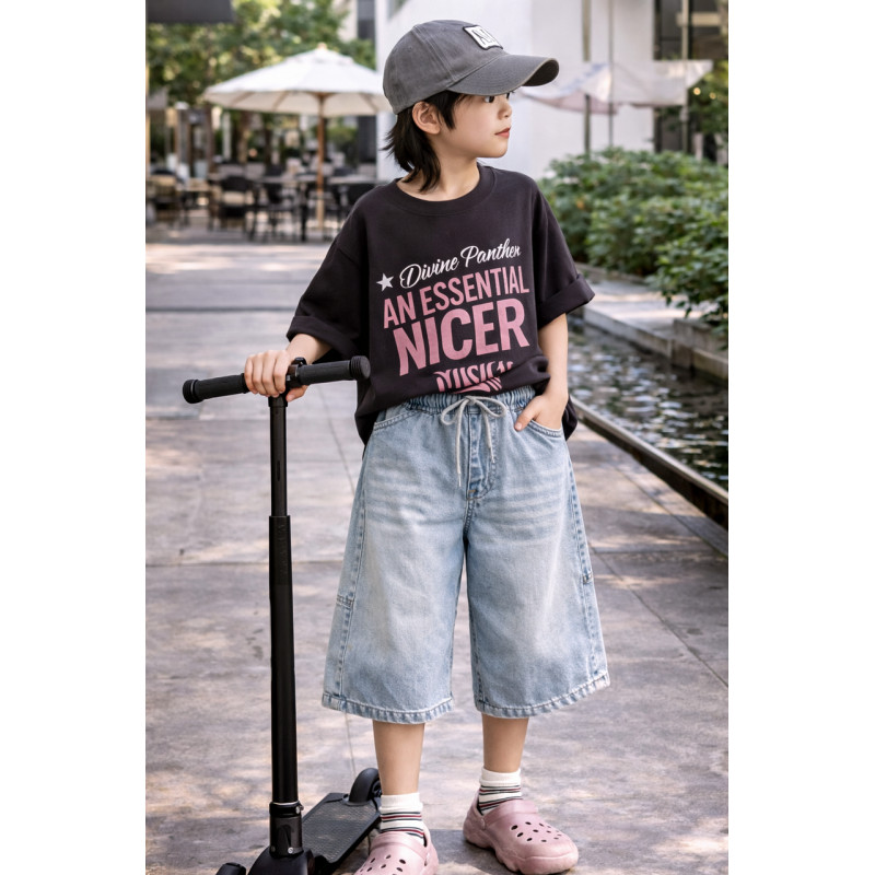 Шорты джинсовые для мальчика багги Banzai X широкие летние подростковые на резинке свободные,146, Голубой