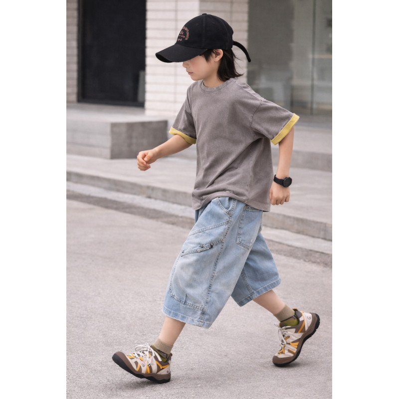 Шорты карго джинсовые для мальчика багги Banzai X широкие подростковые летние на резинке, 146, Голубой