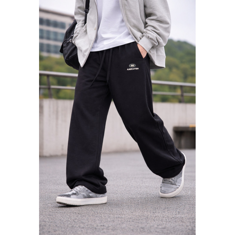 Штаны спортивные SY для мальчика 10-17 лет широкие baggy оверсайз трикотажные на резинке,Черный, 152