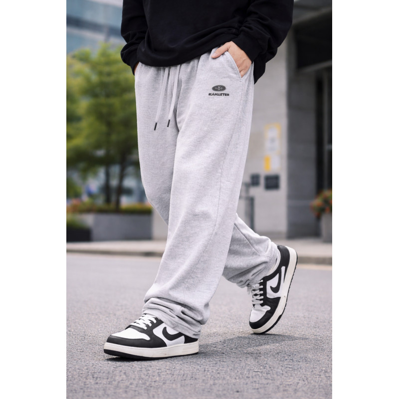 Штаны спортивные SY для мальчика 10-17 лет широкие baggy оверсайз трикотажные на резинке,Светло-серый, 152