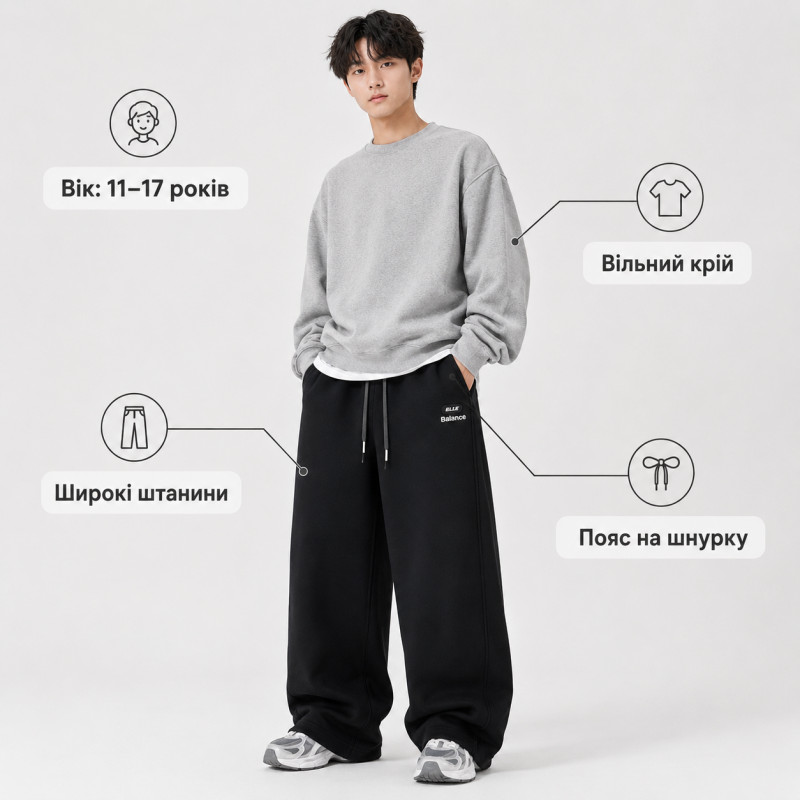 Штаны спортивные GMWL для мальчика 10-17 лет широкие багги подростковые,Серый, 170