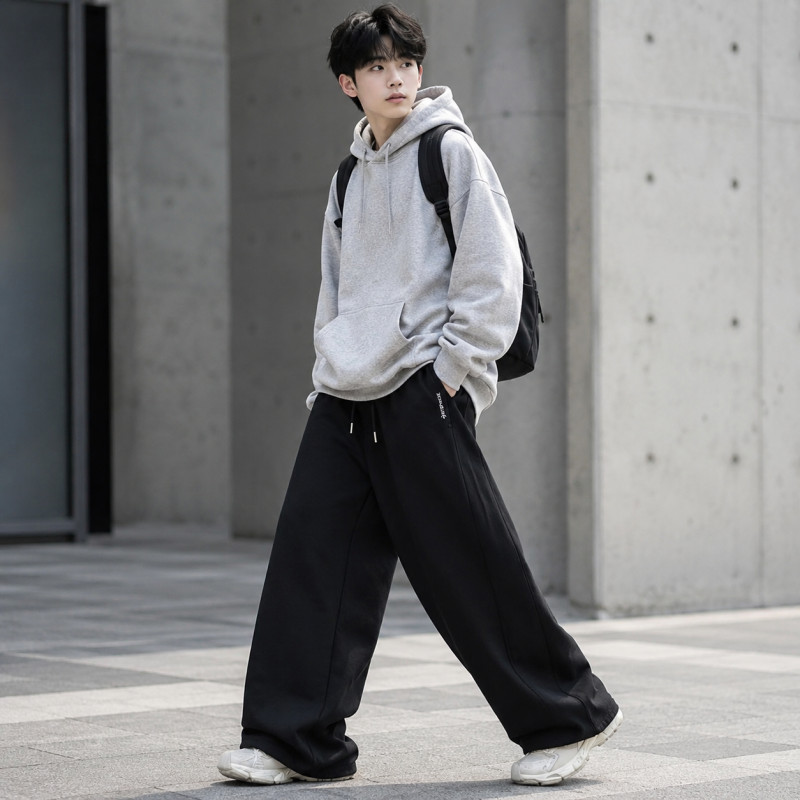 Спортивные штаны GMWL для мальчика 10-17 лет широкие багги streetwear,Черный, 152