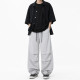 Широкие летние джинсы AMXK для мальчика подростка 10-16 лет baggy с поясом на резинке, Светло-серый 158