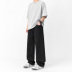 Широкие летние джинсы AMXK для подростка 12-18 лет baggy на резинке для высоких парней, Черный 180