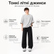 Широкие летние джинсы AMXK для подростка 12-18 лет baggy на резинке для высоких парней, Черный 176