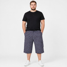 Бриджи шорты мужские Sport в клетку большие размеры XL-5XL легкие на резинке ,Темно-синий с красным, XL